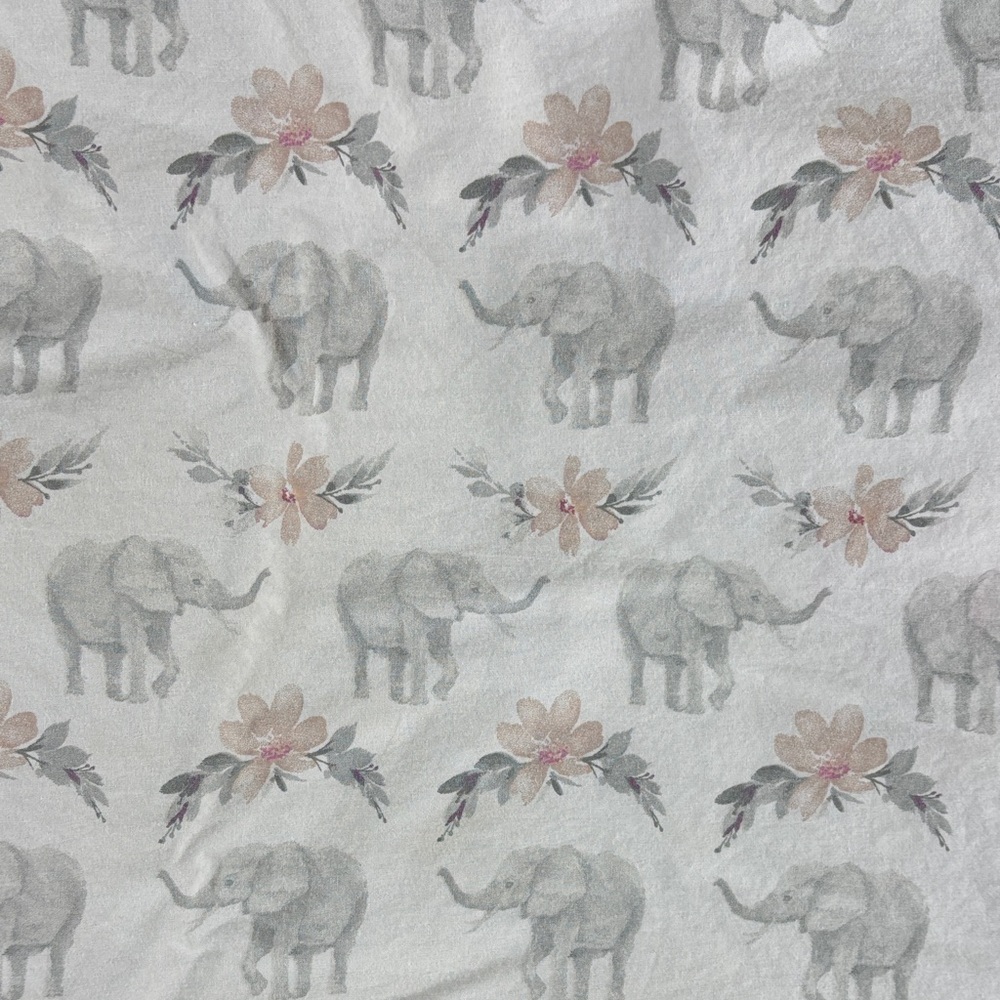 Levtex Kids Elephant Floral Cotton crib Sheet in Gray and Pink